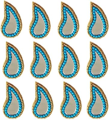 Pack Of 12 Yuktha Eternals Mango Design Mirror With Beads