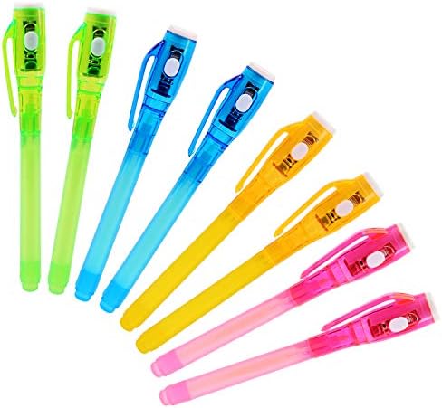 Invisible Disappearing Ink Pen Marker Secret spy Message Writer with uv Light, Fun Activity for Kids Party Favors