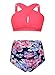 Astylish Women High Waist Two Piece Floral Bikini Front Cross Swimsuit