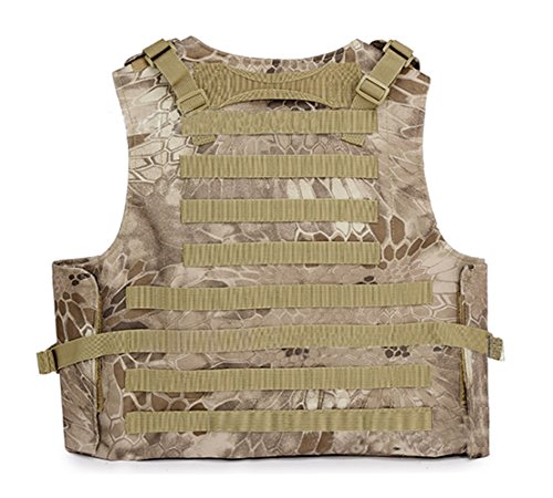 ESA Supplies Tactical Molle Airsoft Vest Paintball Combat Training Vest Soft Vest Tan Python Pattern