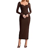 KUTUMAI Corset Lace Long Sleeve Formal Dress Back Slit Bodycon Fall Cocktail Wedding Guest Dresses