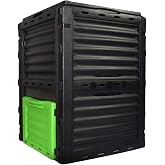 EJWOX 80 Gallon (300L) Large Capacity Static Compost Bin - Forest Green Outdoor Waste Composter with Easy-Access Hatch, Efficient Aeration System for Fast Organic Fertilizer, Sturdy Design