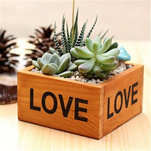 Retro Style Wooden Succulent Plants Square Flower Pot Garden Handmade Planting Flowerpot
