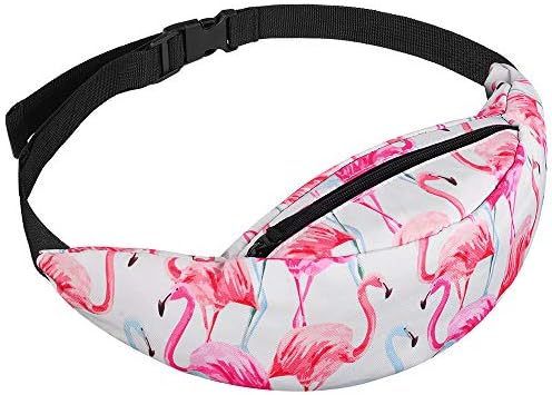 Kanora Womens Belt Waist Pocket Outdoor Money Sport Bag (pink flamingos)