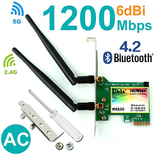 Ubit Tarjeta WiFi AC 1200 Mbps, Tarjeta de Red inalámbrica, Tarjeta de