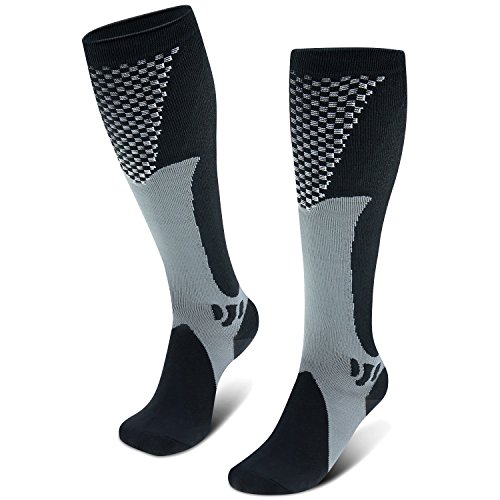 VEY Compression Sock for Men & Women - Best For Running, Athletic Sports, Crossfit, Flight Travel - Suits Nurses, Maternity Pregnancy, Shin Splints - Below Knee High (XX L (US 8-11 ), Black) - Thumbnail 6