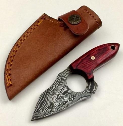 ASH tn2d Damascus steel custom handmade hunting punch knife 5"