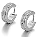 Flongo Men's Classic 6PCS Stainless Steel Matte Hoop Huggie Stud Earrings, Polished Finish Edge Hoop Huggy Earrings for Men Women, Christmas Valentine Gift Hinged Hoop Earrings