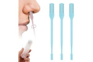 Mustowl 2-in-1 Nasal Hair Cutter, 2025 Professional Nose Hair Trimmer with 360° Rotation & Ear Picker, Dual-Blade Manual Nasal Grooming Tool with Soft Cleaning Brush for Men and Women (Blue, 3 PCS)