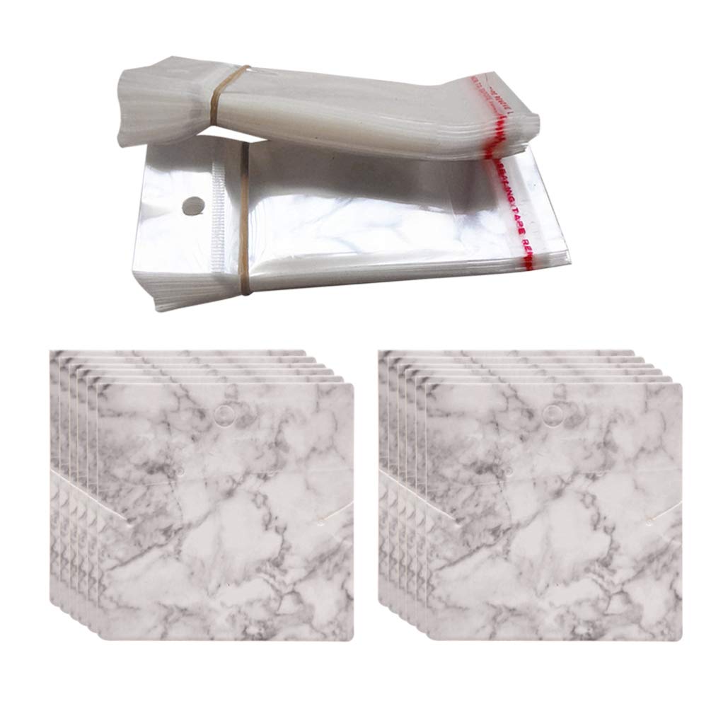 Healifty 200pcs Marble Texture Packaging Card Necklace Display Cards Earring Holder for DIY Jewelry Making Supplies