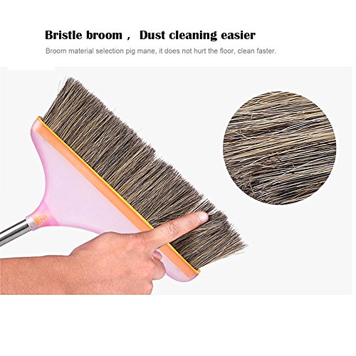 Dustpan Broom Set, Puyujin Broom Dustpan Long Handle Broom Combo with Long Handle For Home Kitchen Room Office Lobby Floor Use Upright Stand up Sweep Set - Shipped From USA (Pink) - Thumbnail 4