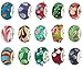 50 pc Lot Silver Lampwork Murano Glass European Mix Beads - Compatible with Most Major Charm Bracelets Such Chamilia, Troll, Biagi And More