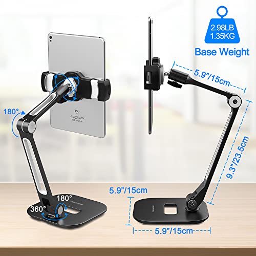 AboveTEK Tablet Stand, MultiAngle Adjustable iPad Stand Holder, 360° Swivel iPad Stand Aluminum
