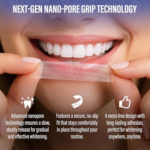 GuruNanda Teeth Whitening Strips Kit - 7-Day Treatment with Non-Slip, Dry Strip Technology - Whitening Designed with Care for a Brighter Smile