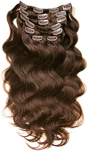 QDBeauty Malaysian Virgin Hair Clip In Hair Extensions Body Wave 100% Human Hair Clip In Hair 7pieces/Set Dark Brown #2 10inch 120gram/set