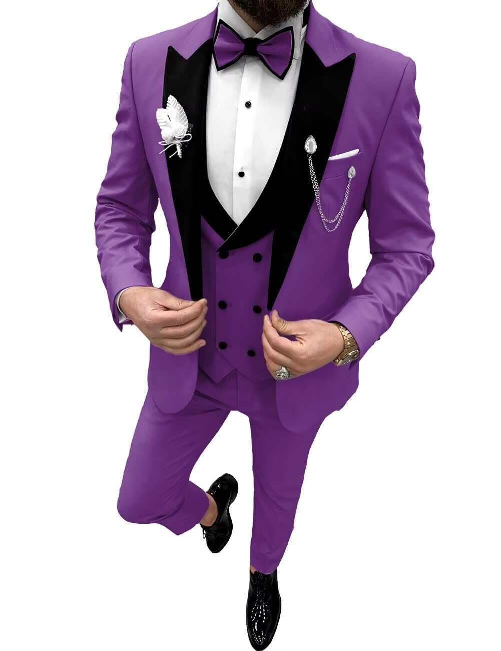 Wangyue Slim Fit Men's Tuxedos Purple Tuxedos Slim