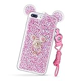 3D Luxury Cute Bling Giltter Diamond Mouse Ring Kickstand Strap Phone Case Cover For iPhone 7 Plus 5.5 inch