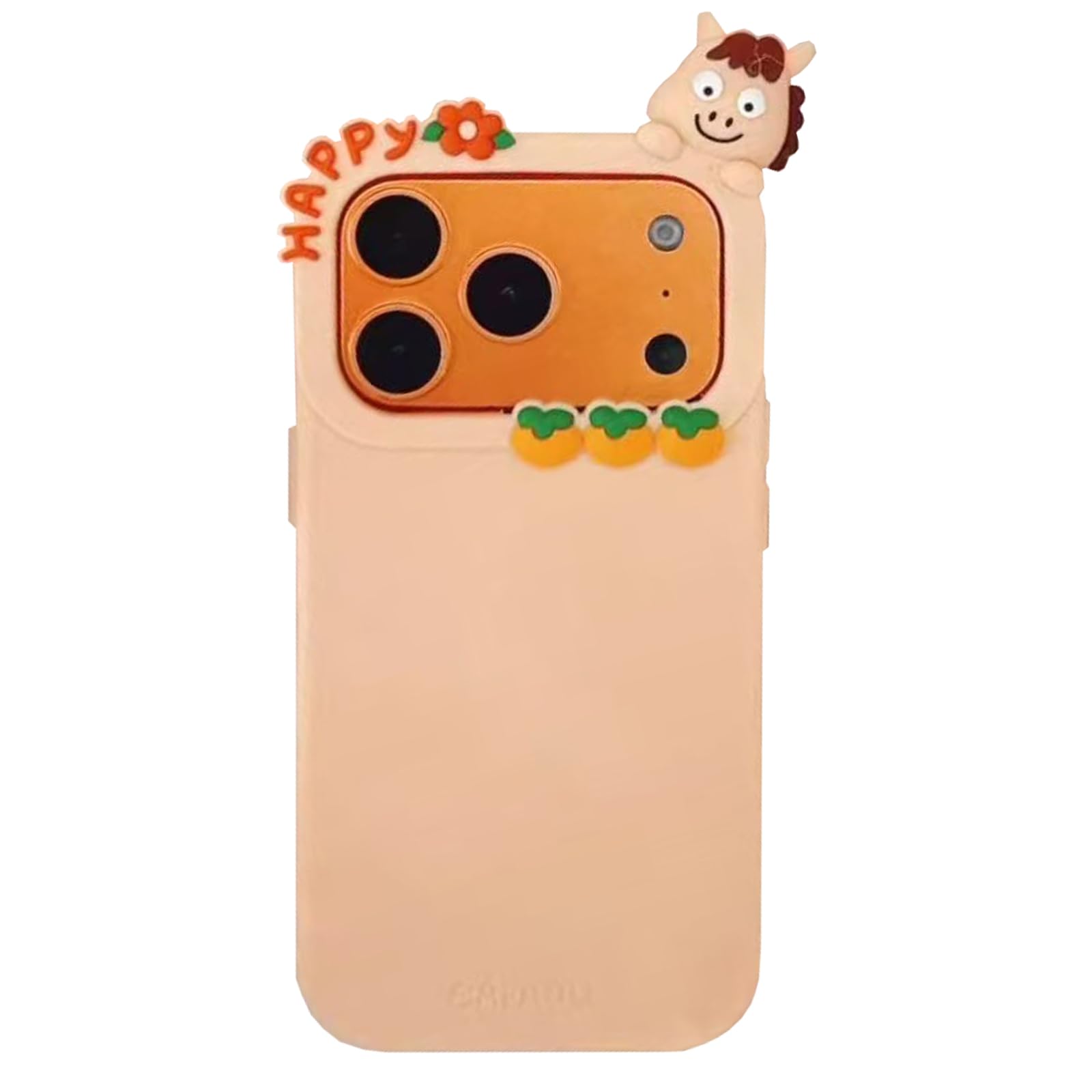 YAKVOOK Soft Silicone Case Compatible with iPhone 17 Pro,Cute 3D Cartoon Orange Horse Funny Kawaii Phone Cases Women Girls Shockproof Cover