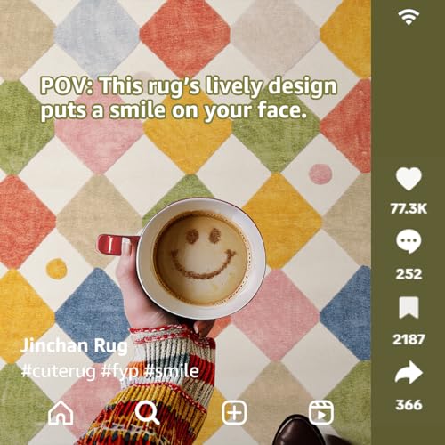 jinchan Kids Area Rug 4x6 Washable Indoor Checkered Floor Cover Non Slip Modern Soft Rug Living Room Carpet Decor for Nursery Dining Room Bedroom Circus on Cream