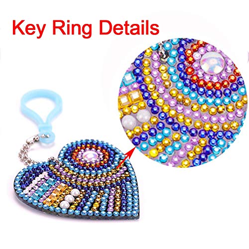 DIY Key Chains Diamond Painting by Numbers Kits, Full Drill Rhinestone Mosaic Making Christmas Decorative for Art Craft Key Ring Phone Charm Bag Decor (5 Pack) (Love Heart) - Thumbnail 2