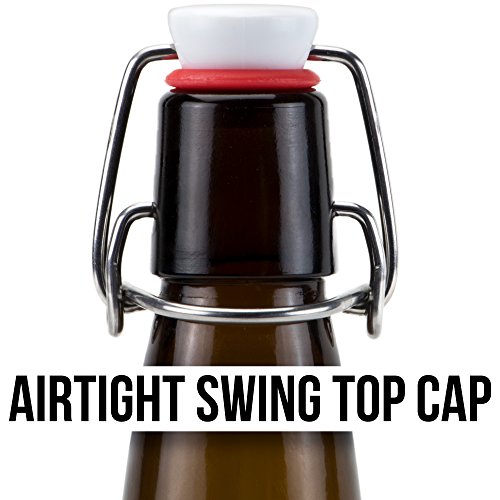 11 oz. Clear Glass Grolsch Beer Bottles - Airtight Seal with Swing Top/Flip Top Stoppers - Supplies for Home Brewing & Fermenting of Alcohol, Kombucha Tea, Wine, Homemade Soda (12-pack) - Thumbnail 4