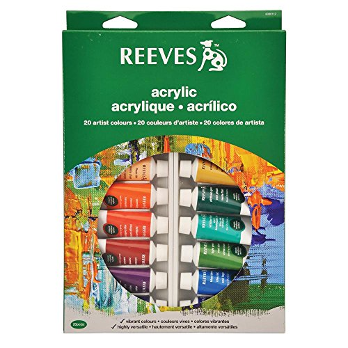 Reeves 20-Pack Acrylic Colour Tube Set, 22ml