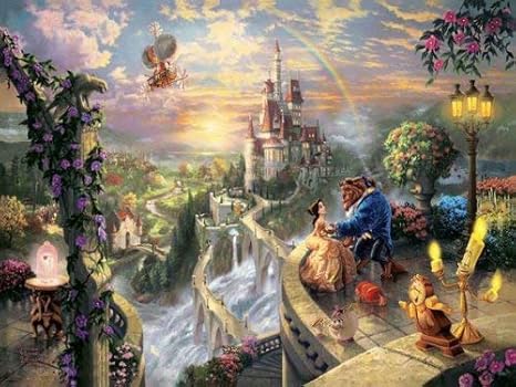 Amazon インテリアポスター プリント 西洋絵画 ディズニー 美女と野獣 Beauty And The Beast トーマスキンケードアート キャンバス絵画 インテリアパネル インテリア絵画 新築飾り 贈り物 サイズ 40x50cm アートフレーム ポスター オンライン通販