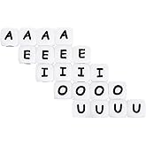 Ymapinc Silicone Letter Beads, 0.47inch (12mm) White Silicone Vowel Alphabet Square Beads for DIY Craft Necklaces Lanyards Bracelet Keychains