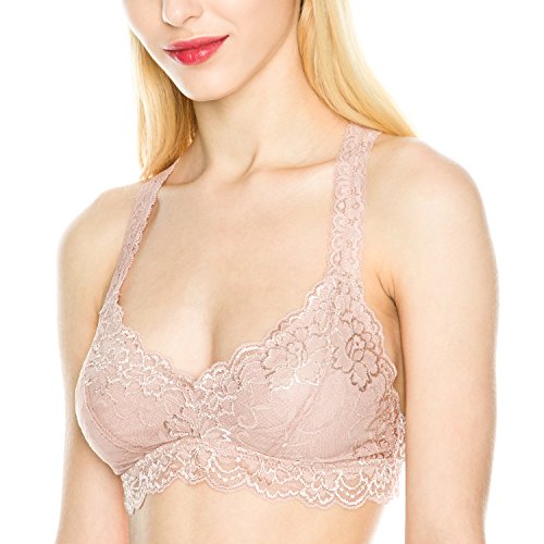 KLKD Women's Racerback Lace Bralette (Plus Size Available)