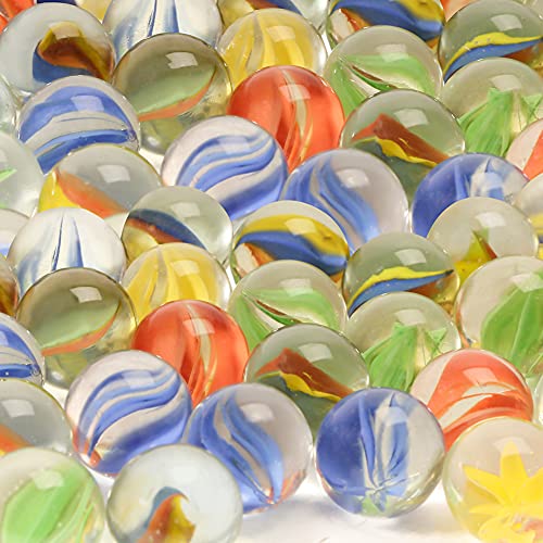 SallyFashion 250 PCS Marbles Bulk Assorted Colors Glass Marbles, Cat Eyes Round Marbles Toy for Kids Marble Games, DIY and Home Decoration
