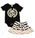 Baby Girl Big &Little Sister Bodysuit Tops Bowknot Striped Skirts Dress Set (0-6 Months, Black-Little Sister)