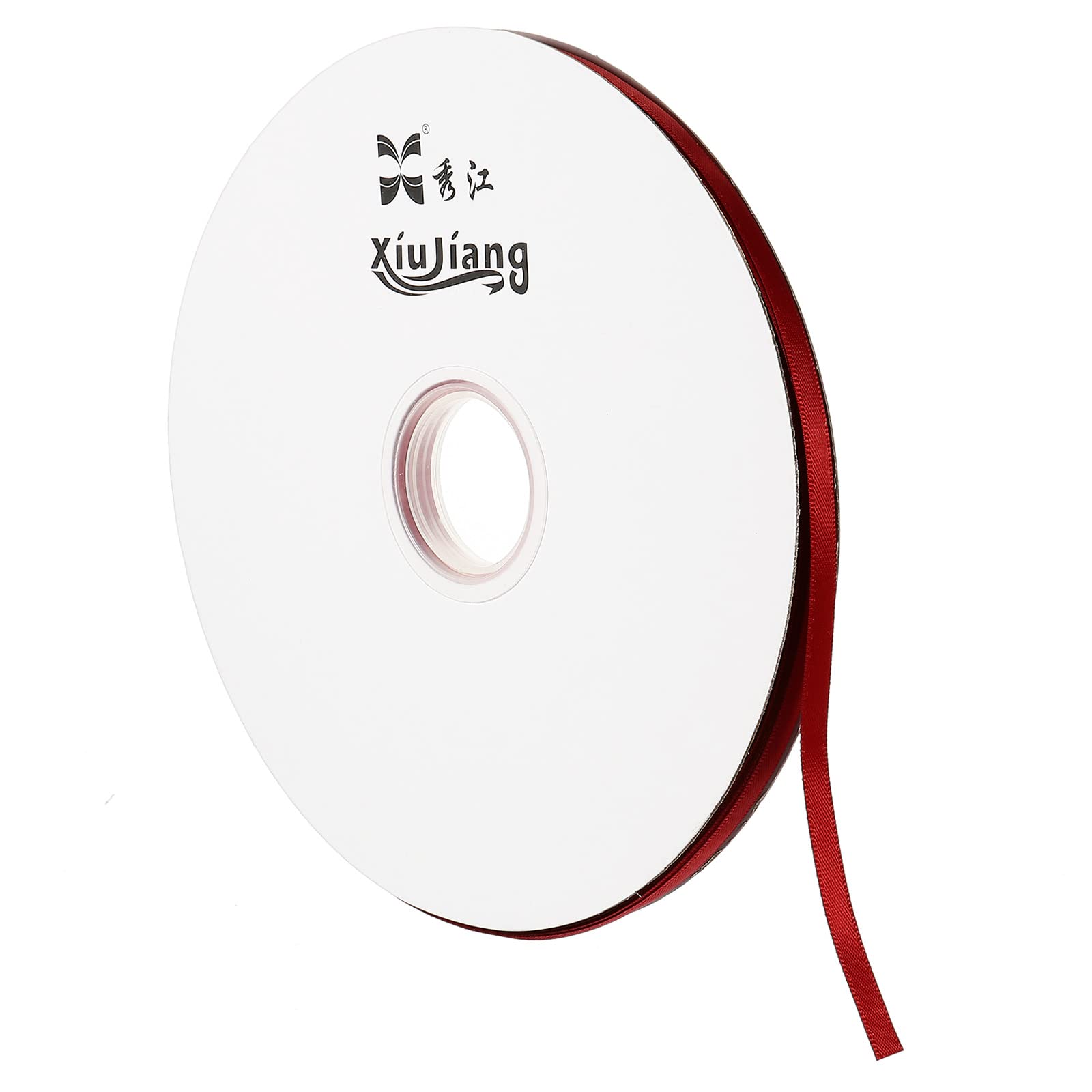 PATIKIL 0.28 Inch Wide 100 Yards Satin Ribbon, Double Face Solid Crafts Roll for Party Home DIY Wrapping Decoration Wine Red — image 1