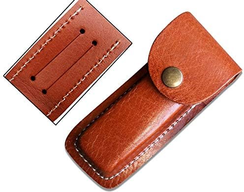 Dessi Handmade real leather sheath pouch cover case for 4 inches closed folding knife and tools. 14930