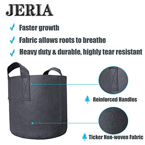 JERIA 12Pack 7 Gallon Black Vegetable/Flower/Plant Grow Bags Aeration Fabric Pots with Handles