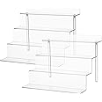 ihomecooker Acrylic Stands for Display,4 Step Display Riser Clear Cupcakes Perfumes Cologne Funko Pop Figurines Display Stand Risers Shelf for Decoration and Organizer(2pack,12 x 9 INCH)