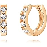 Clufantric 14K Gold Plated Huggie Hoop Earrings for Women with Cubic Zirconia Small Lightweight Hypoallergenic Earrings Gift for Her Girlfriend Adult