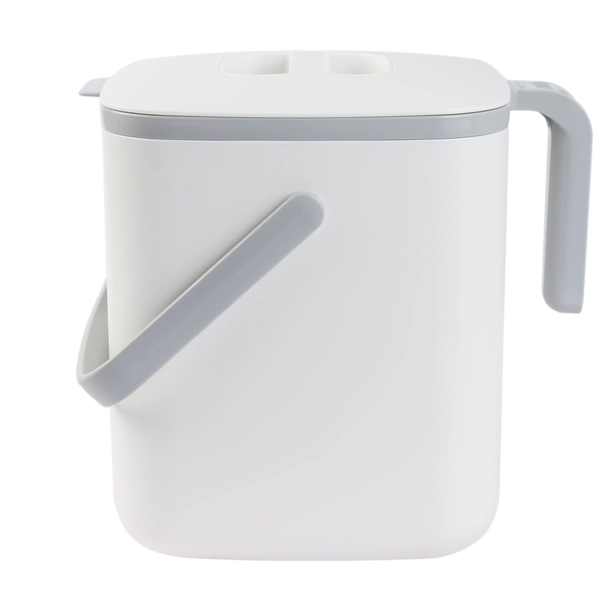BLUE GINKGO Kitchen Compost Bin [5L / 1.32 GAL] – Filter-Free, Odor-Tight Countertop Food Waste Pail with Handles (Made in Korea, White)