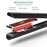 Black Hair Straightener ,Ceramic Flat Iron with Rotating Switch to Adjust Temperature Dual Voltage 100-240V for Worldwide Use Travel Hair Styling Straighteners