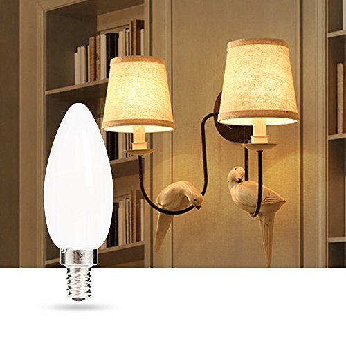 HOLA LED Candelabra Bulb, 40W Equivalent LED Chandelier Bulb, Dimmable LED Lamp Bulb E12 Base, Warm White 2700K LED Filament Bulb, Frosted Glass, 4.5W 300 Lumens 360 Beam Angle, UL Listed, 6 Pack