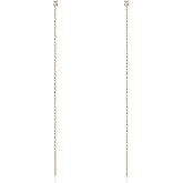 S.Leaf Gold Chain Threader Earrings for Women Trendy 925 Sterling Silver Hypoallergenic Cubic Zirconia Backless Ardant Chain Duster Threader Double Piercing Pull Through Earrings for Women Girls Birthday Gifts