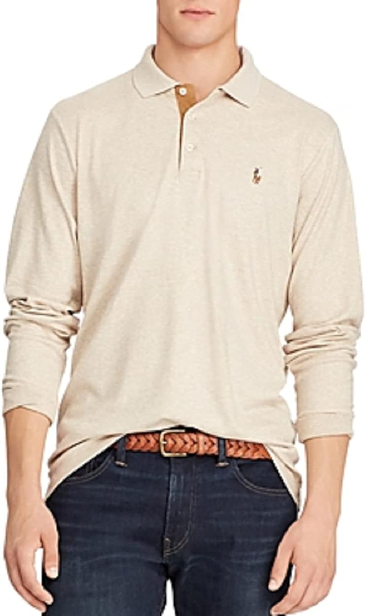 Polo Ralph Lauren Expedition Dune Heather Long-Sleeve Polo Shirt, US 2X-Large Beiges at Amazon 