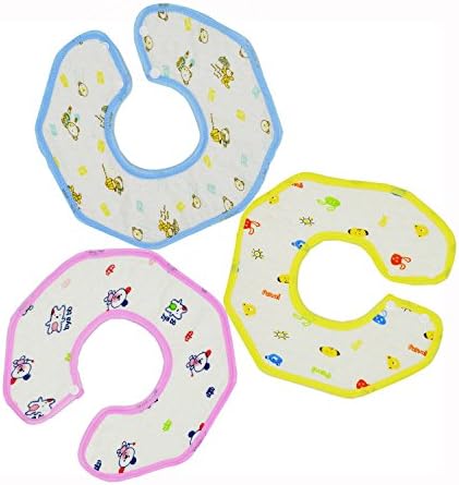 Baby Drool Bib Round Saliva Towel 360° Rotating Ultra Soft Cotton Waterproof Backing and Snap for Infant Newborn, Unisex, pack of 3
