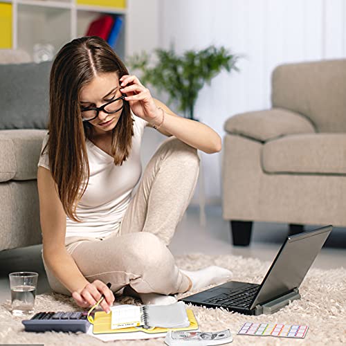 Classeur A6 en PU Cuir, TAOPE Housse de Cahier 6 Anneaux Remplissable avec 12 Pochettes Transparentes à Fermeture Éclair Pour La Budgétisation De L\'argent Enveloppes Économiser Organisateur - Jaune