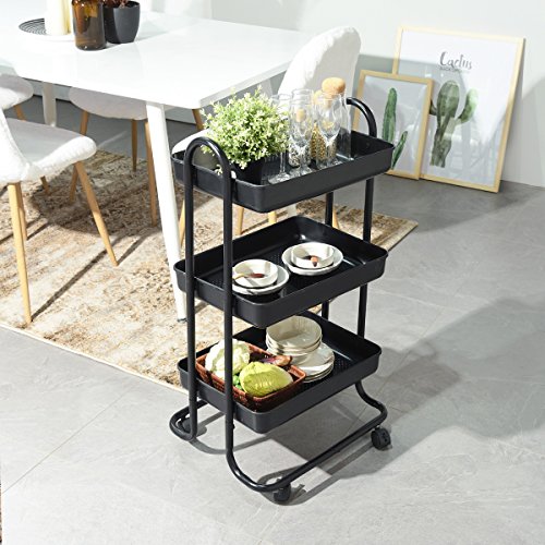 image for 3-Tier Utility Rolling Cart-Aingoo Strong Metal Frame and Resistent Pl