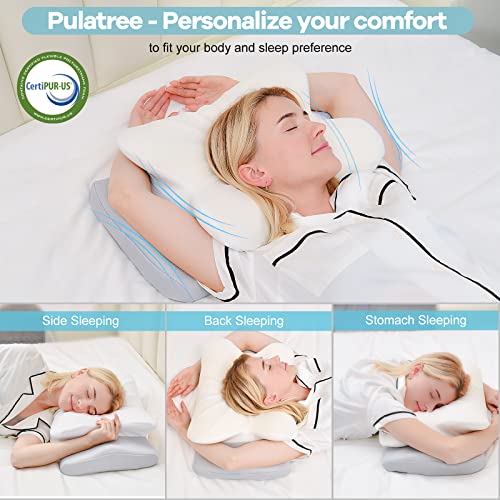 Pulatree Cervical Pillow for Neck Pain Relief, Odorless Contour Memory