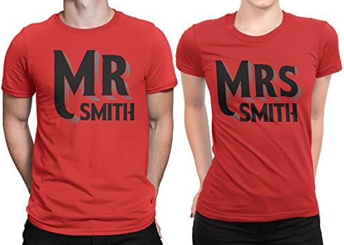 Mr Mrs Customized Lastname Married Couple Matching T-shirt Honeymoon valentines
