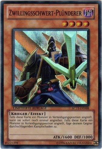 Amazon 遊戯王 ドイツ語版 Ac11 De008 Zwillingsschwert Plunderer Twin Sword Marauder ツイン ブレイカー Limitierte Auflage Limited Edition スーパーレア トレカ 通販