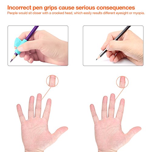 Pencil Grip,Geekper 6Pcs Writing Aid Grip Posture Correction Tool Children Pencil Holder Pen Writing Aid Grip Posture Correction Tools (Mult-color)