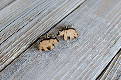 Geometric Bear Cufflinks, modern art jewelry for men