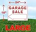 Large Garage Sale Sign Kit with Tall Stands - Printed Double (Both) Side - Include (1x) 24